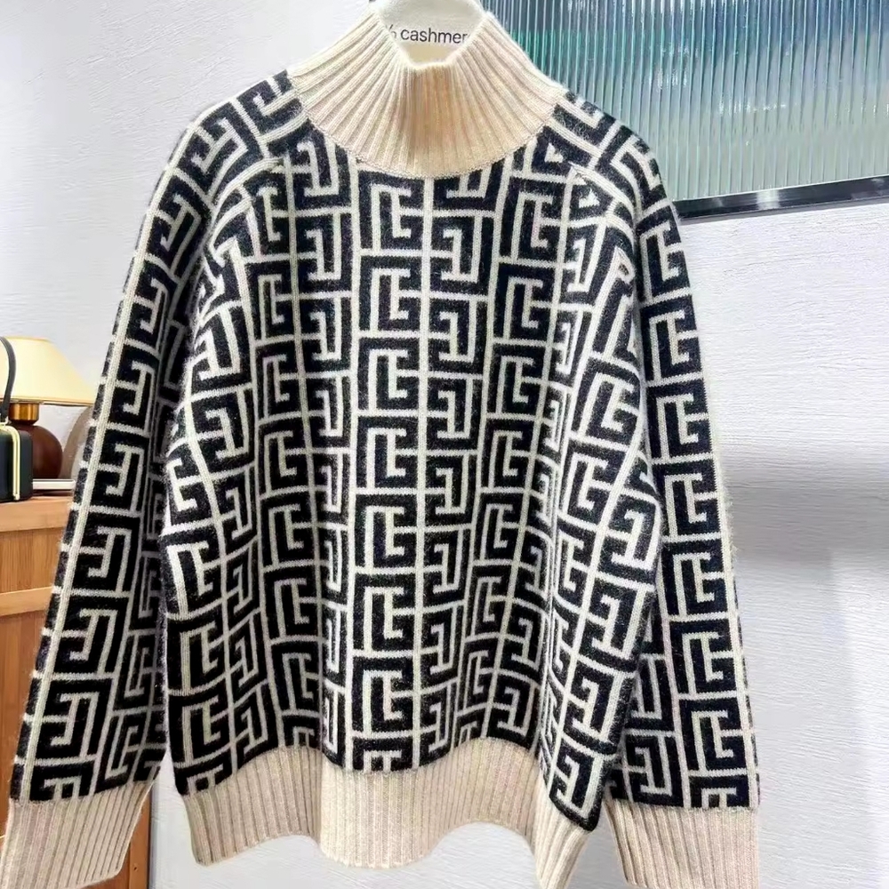 Cashmere 100% goat sweater women stand collar bottom loose sweater - Picture 2 of 5